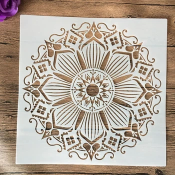 DIY Layering Matrice Stensko Slikarstvo Album Kolorit Reliefi Album Dekorativni Predlogo za stene 30 * 30cm Mandala Cvetje
